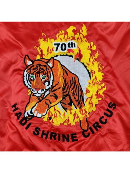 VTG Circus Bomber Jacket Youth Large Hadi Shrine Evansville IN Embroidered Lion - Picture 9 of 12